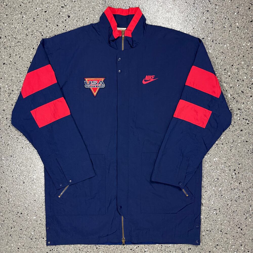 Vintage 1990s Nike USA Track & Field Gray Tag Windbreaker Jacket